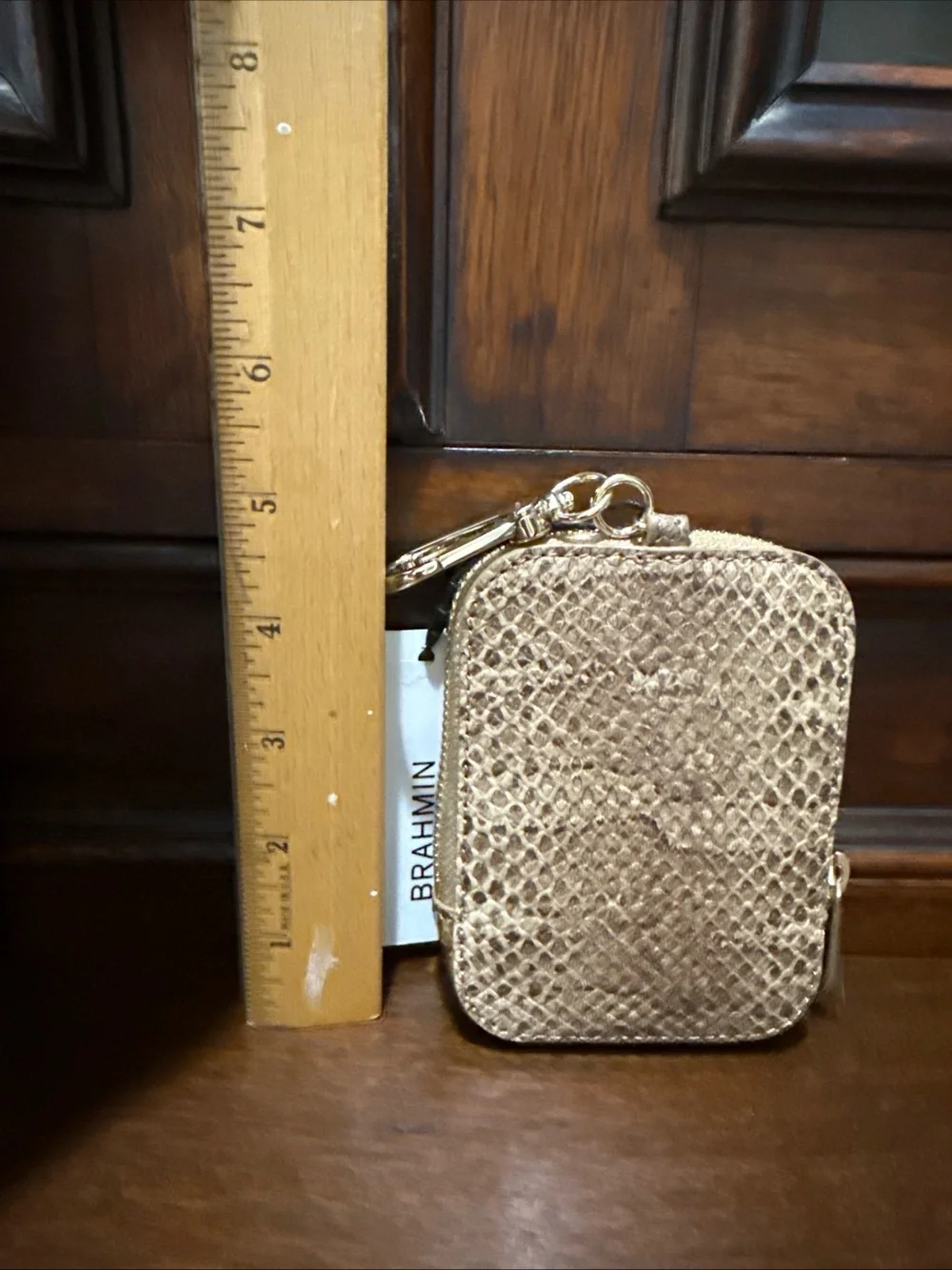 BRAHMIN Katelynn Pouch, light pecan bonaire Genuine Leather